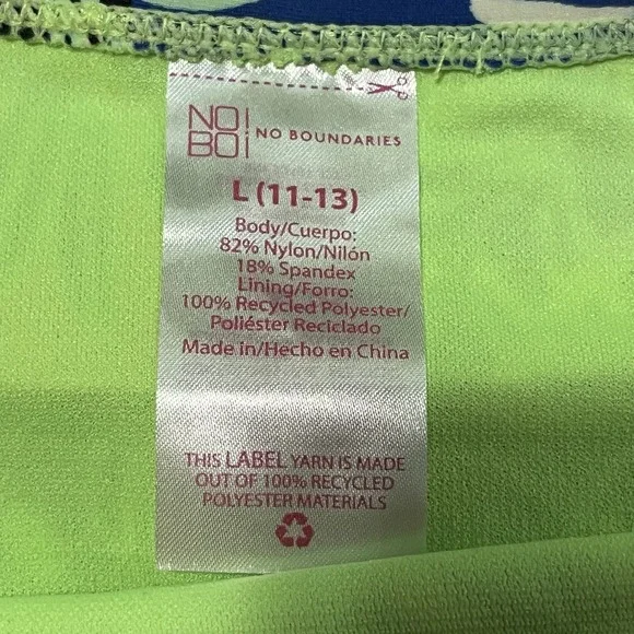 Womens 2 piece BIKINI swimsuit NOBO Lime Green/floral L(11/13)/XL(15-17) - Picture 4 of 5